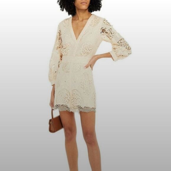 Maje Pants - MAJE Ilou guipure lace playsuit romper size 34 us 2